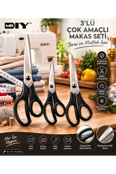 ACELEYOLLA Luxury 3-Piece Scissors Mr Dıy