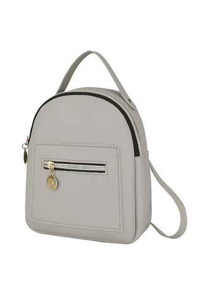Noonedibs Rucsac din piele PU pentru femei, drăguț, casual, cu buzunare cu fe...