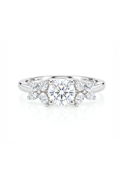 Generic Brand 9K Round Lab Grown Diamond Butterfly Cluster Engagement Ring fo...