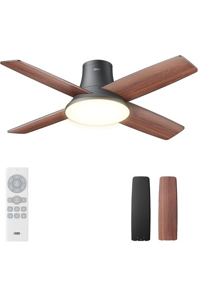 DREO Ventilator de tavan cu lumină și telecomandă, în cutie deschisă
