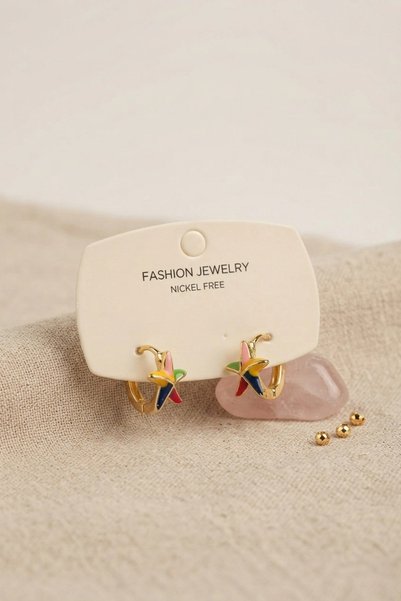shopwave Brass Gold Color Star Model Children's Earrings
