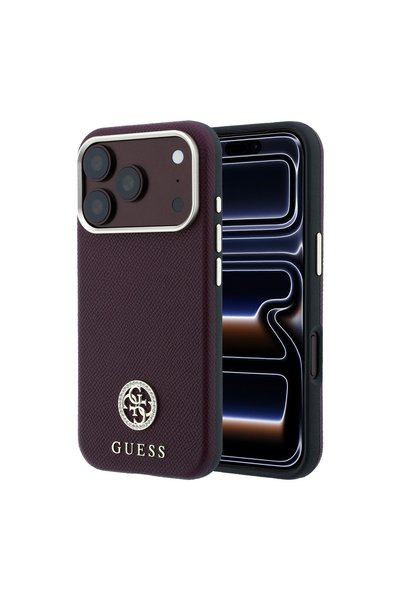 Guess حافظة آيفون 18 برو ماكس مرخصة من M-safe مصنوعة من مادة PU مع شعار 4G وش...