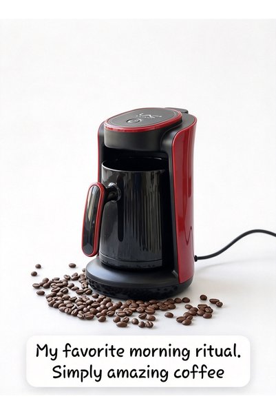 LAC Smart Electric Turkish Coffee Machine, Red Black Compact Arabic Coffee Ma...