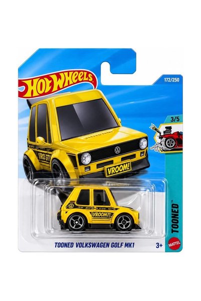 HOT WHEELS سيارة لعبة صفراء من طراز فولكس فاجن جولف MK1