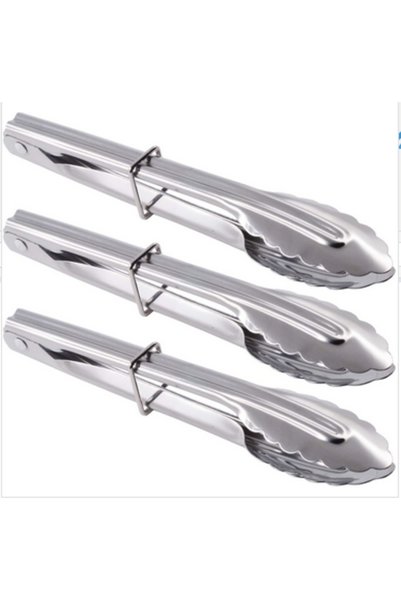 Noonedibs Set 3 cleste servire otel inox 23cm argintii, cleste bucatarie meta...