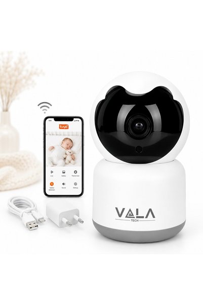 Vala Tech ®️   Μόνιτορ μωρού, FullHD 1080P, 360 °   Περιστροφή, Αυτόματη Παρα...