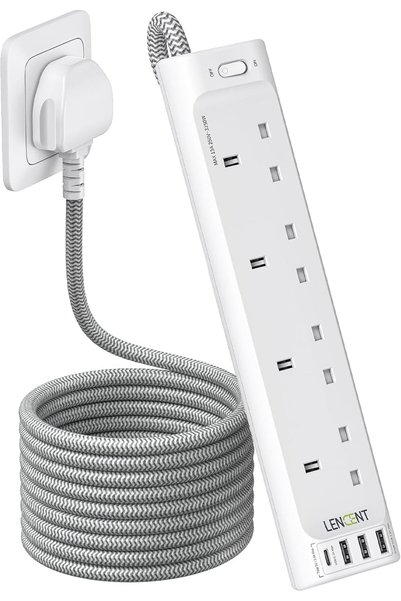 Generic وصلة كهربائية مزودة بمنفذ USB-C، شريط طاقة بأربعة منافذ