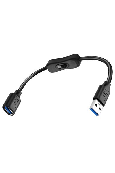 Generic كابل USB مع مفتاح تشغيل/إيقاف، سلك تمديد USB ذكر إلى أنثى بطول 0.3 مت...