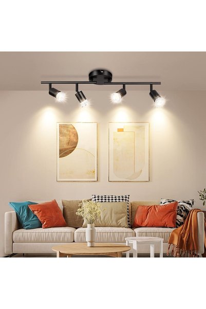 Generic طقم إضاءة LED للمسارات، كشافات سقفية قابلة للدوران بسهولة، تتضمن 4 مص...