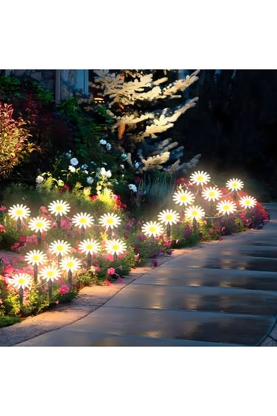 Choice مصباح حديقة شمسي بتصميم زهرة الأقحوان المتفتحة، 8 متر، 20 LED، إضاءة د...