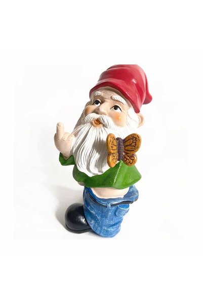 Noonedibs Statuie de pitic de grădină, gnom distractiv în aer liber, gnom dec...