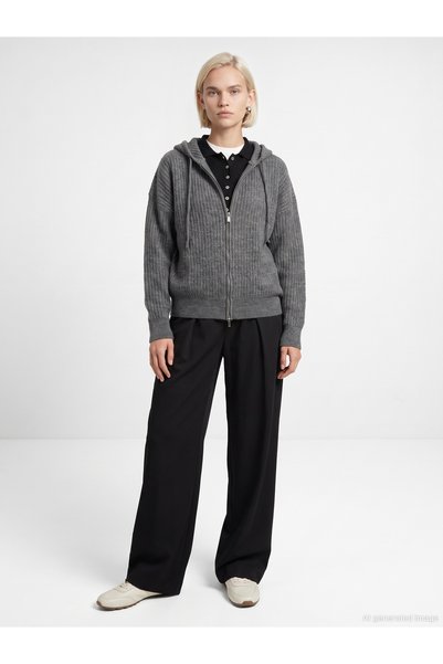 Dilvin 61006 Wool Blend Hooded Cardigan