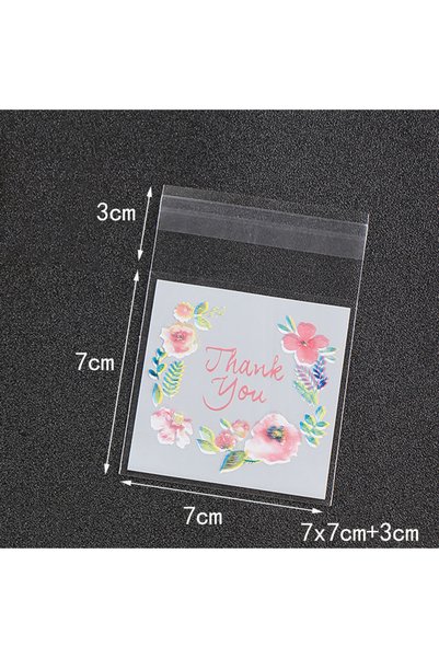 Choice 50pcs 7x7cm 50pcs 100pcs Flower Plastic Self-Adhesive Bags With Thank ...