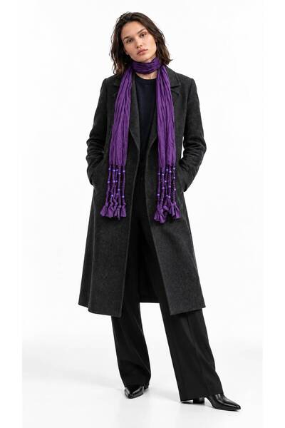 Gönülden Tasarım Purple Beaded Women's Scarf 180X3 cm