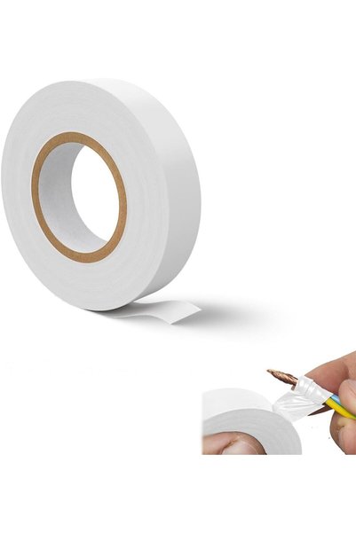 Generic شريط كهربائي أبيض مقاوم للهب، لفة واحدة، 0.62 بوصة * 66 قدم، شريط عزل...