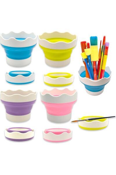 Generic Pack of 4 Water Cups for School Brushes, Foldable Brush Cup Spill Pro...