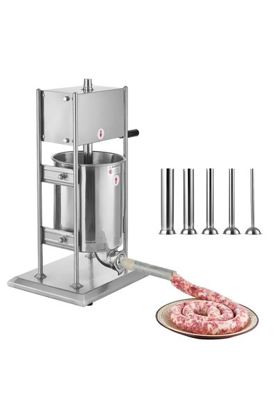 OMS Masina manuala de umplut carnati, Inox, 10 l capacitate, 5 x tuburi, 2 x ...