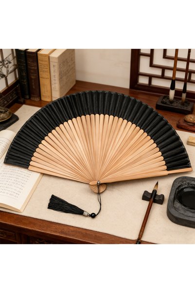 Choice black 1pc New Bamboo Folding Fan — Vintage-Style Chinese Wooden Fan; P...