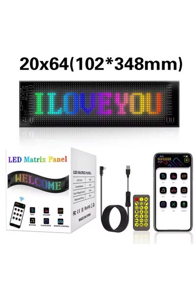 Choice لافتات إعلانية LED متحركة 20×64 LED - 10×34.8 سم، شاشة LED مرنة مع تحك...