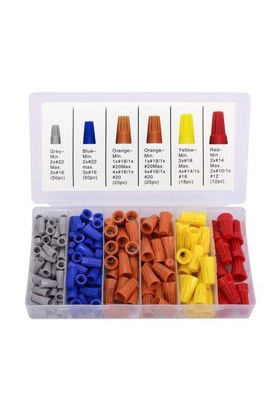 Generic 180 قطعة من موصلات الأسلاك، موصلات كهربائية مع عازل زنبركي، أغطية أسل...