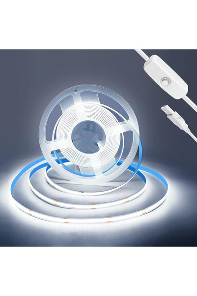 Choice شريط إضاءة LED مرن عالي الكثافة بتقنية COB، أبيض بارد، بطول 3 متر، مع ...