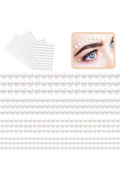 Generic ملصقات لؤلؤية ذاتية اللصق، ملصقات لؤلؤية بيضاء مسطحة الظهر لتجميل الو...