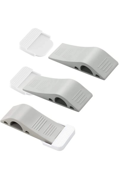 Generic Door Stop Wedges, 3 Pack Rubber Door Stoppers with Holders, Stackable...