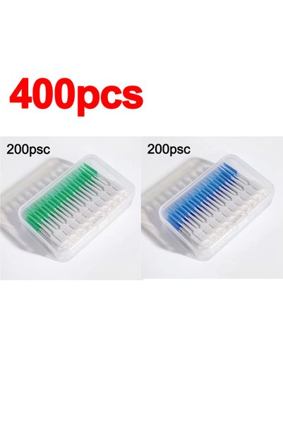 Choice خيط أسنان أخضر وأزرق-400، 160/200 قطعة، فرشاة أسنان قابلة لإعادة الاست...