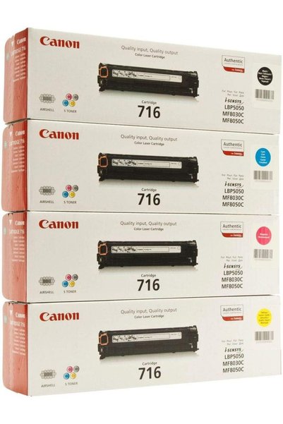 toner مجموعة خراطيش حبر كانون 716 (4 ألوان: أسود، سماوي، أرجواني، أصفر)