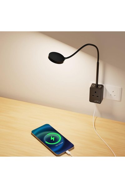 Generic مصباح قراءة LED مثبت على الحائط، مصباح حائط LED أسود مرن قابل للتعتيم...