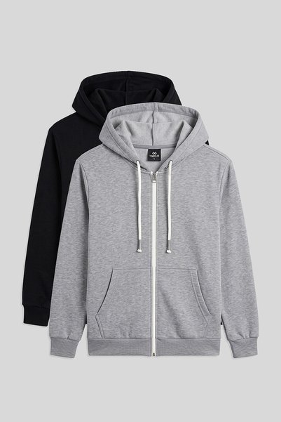 TOMMY LIFE Standard Mold Basic 2-Pack Black-Grey Melange Men's Sweatshirt - 8...