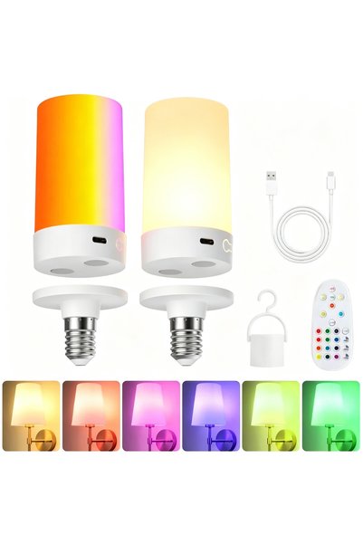 DUTRIEUX مصباح E14-2PCS E14 USB قابل لإعادة الشحن مغناطيسيًا، 360 درجة °   مص...