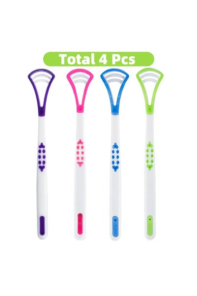 Choice C786-4pcs Silicone Tongue Scraper With Ergonomic Handle Double-sided F...