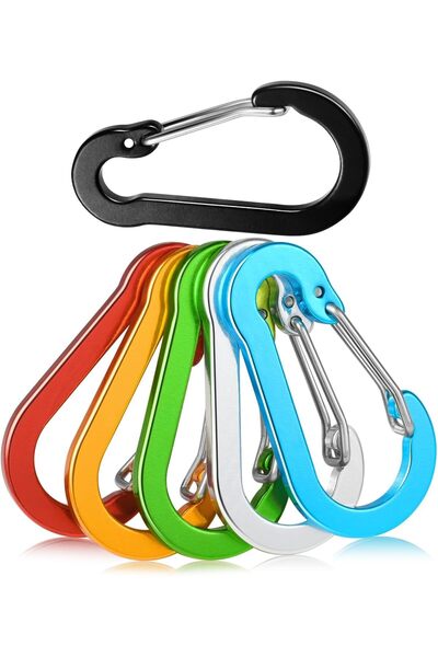 Generic مشبك كارابينر، حلقة D من الألومنيوم مقاس 2 بوصة مع حلقة مفاتيح وخطاف ...