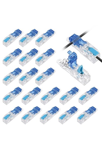 Generic 20 قطعة من موصلات الأسلاك على شكل T، 20-14 AWG، موصل سريع بثلاثة أطرا...