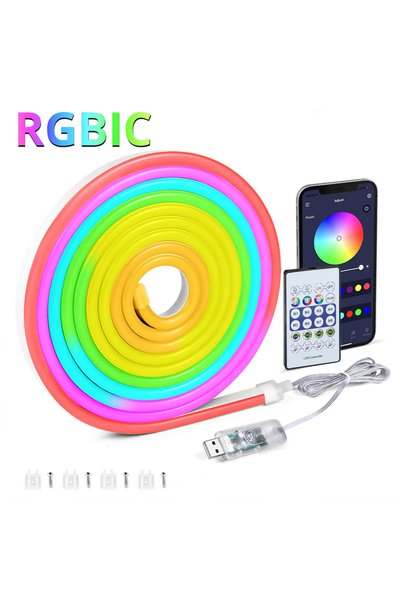 Choice شريط إضاءة LED نيون USB Type-C بطول 3 متر مع تقنية RGBIC 5V WS2812، يت...