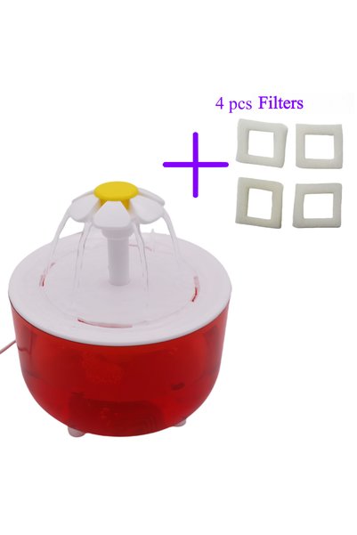 Choice 1.2L Red-4 Filters Pet Water Fountain with 4 Filters Auto Filter USB E...