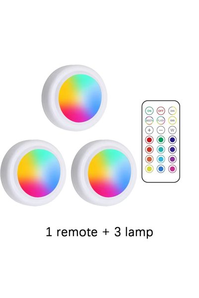Choice مصباح LED تحت الخزانة قابل للتعتيم بثلاثة ألوان RGB مع جهاز تحكم عن بع...