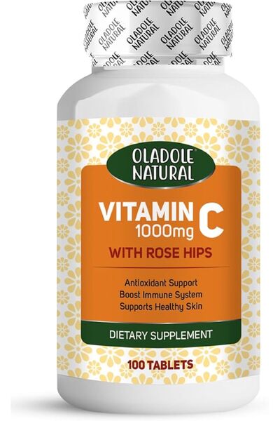 Oladole Natural فيتامين سي مع ثمار الورد - 1000 ملغ (100 قرص)