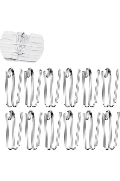 Generic 30Pcs Metal Pleat Hooks, Stainless Steel Curtain Pleater Tape Deep Pr...