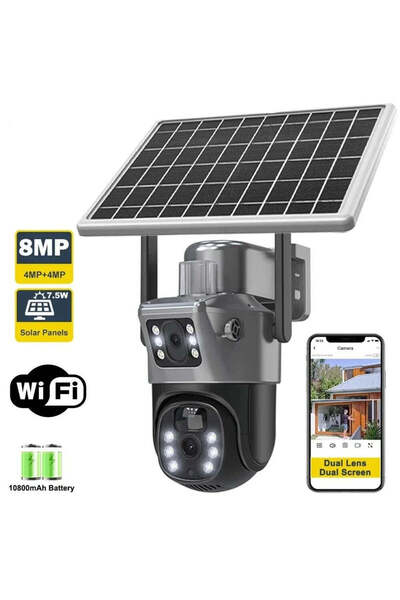 Sanlux Cameră de supraveghere cu panou solar, WIFI, senzor de mișcare, lentil...