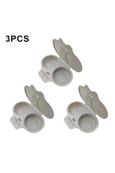 Choice Light gray 3pcs Microwave Double Egg Poacher Food Grade Plastics Reusa...