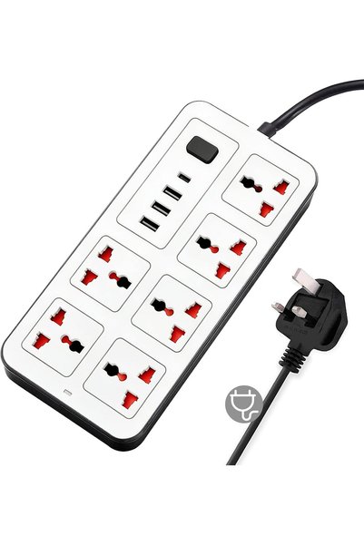 Generic وصلة تمديد كهربائية عالمية متعددة المنافذ، محول قابس حائط، مع (2.1 أم...