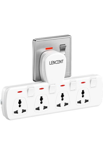 Generic مقبس تمديد كهربائي متعدد المنافذ، موسع مأخذ كهربائي بـ 4 مخارج