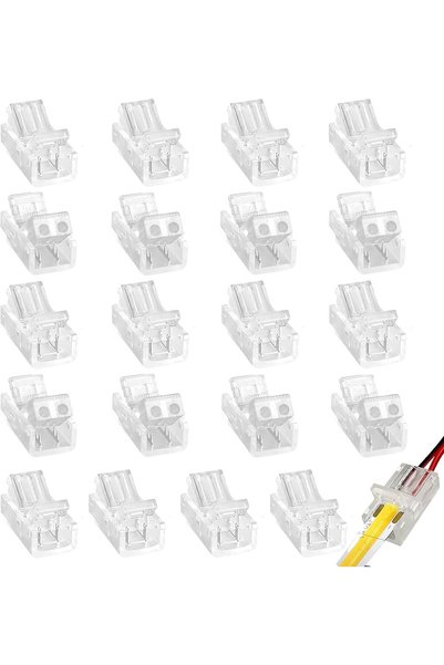 Generic 10 مللي متر 2Pin 20 قطعة موصلات شريط إضاءة LED شفافة بدون لحام ، موصل...