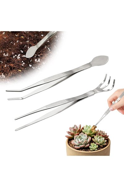 Generic Long Plant Tweezers Set for Gardening and Soil Care, 2-Piece Stainles...