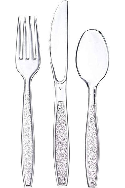 Generic 300 Pcs Reusable Cutlery Set, Reusable Cutlery Including 100 Pcs Spoo...