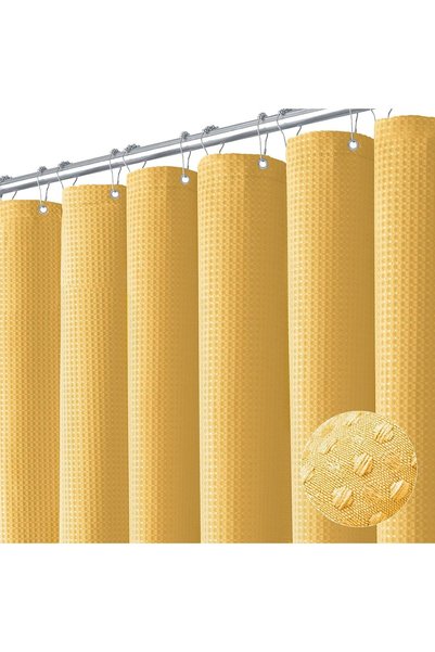 Generic Extra Long Waffle Shower Curtain 256 GSM Fabric 72"x84" Gold