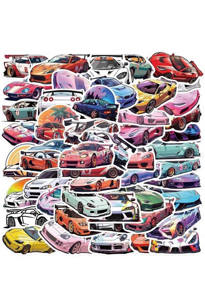 Generic 50 Pcs Sports Car Stickers, Aesthetic Waterproof Vinyl Sporty Racing ...