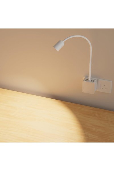 Generic مصباح قراءة LED قابل للتعتيم، مصباح حائط أبيض مرن مع قابس طاقة للكتب ...